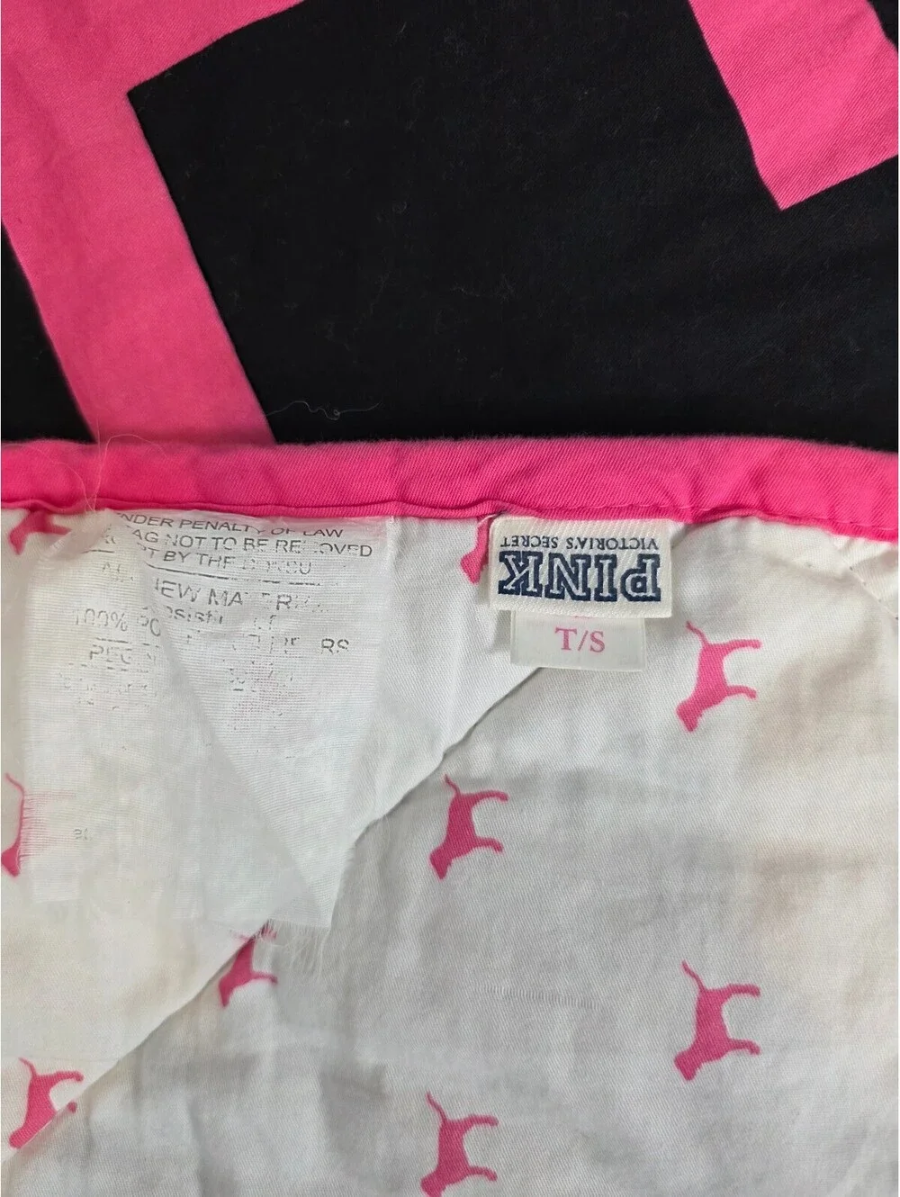 Vintage 2012 Victoria's Secret PINK Twin Quilt Dog Wreath Reversible Blanket